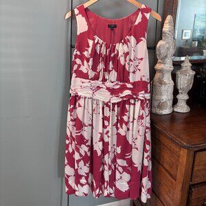 Talbots Pink Red White Floral Sleeveless Dress Size 14 Petite